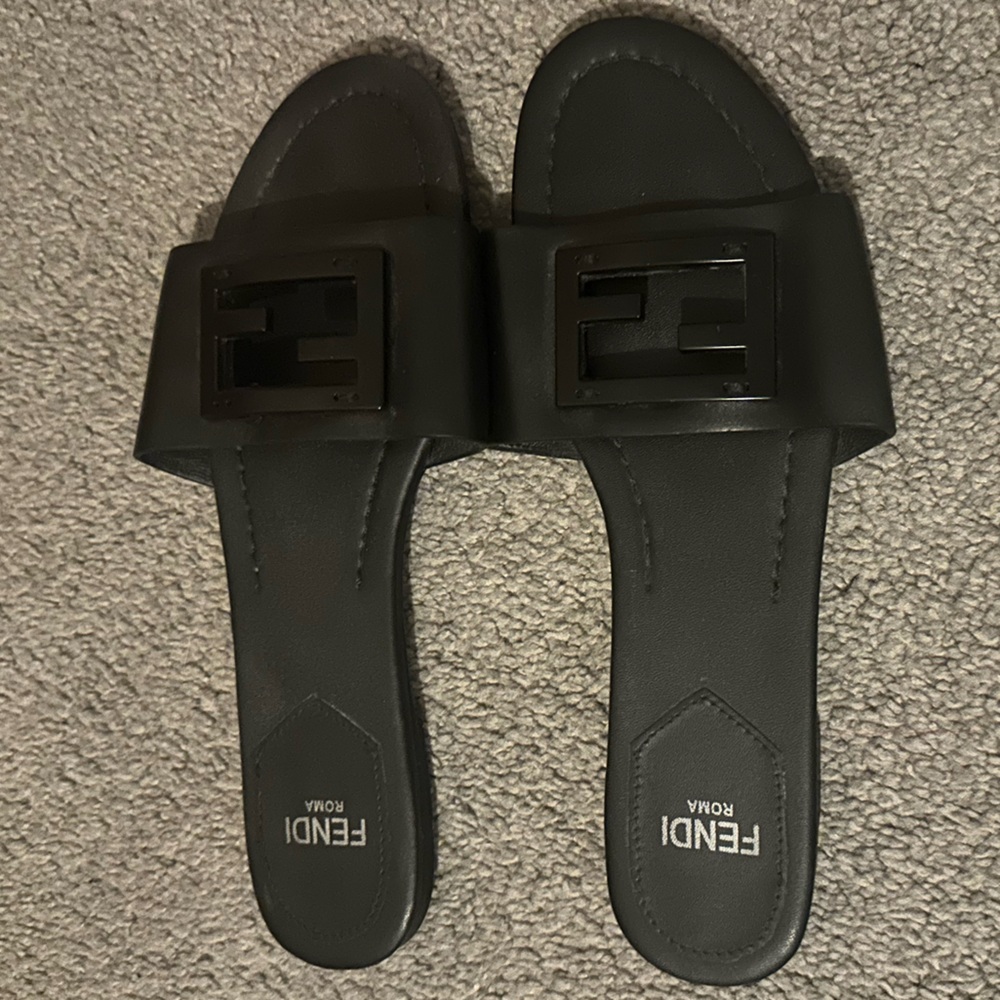 Fendi Black Slide Sandals for Women